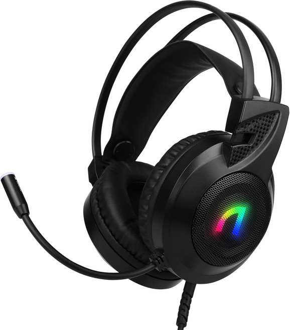 앱코 가상 7.1 RGB 노이즈 캔슬링 마이크 게이밍 헤드셋, N460, Black