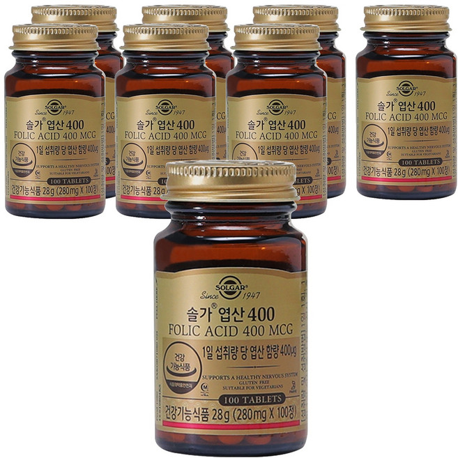 SOLGAR 葉酸 400, 100錠, 8個