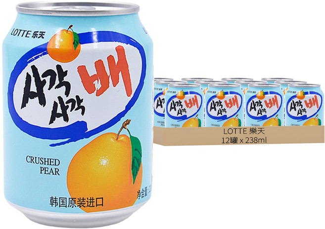 LOTTE 樂天 水梨汁禮盒, 12罐, 238ml