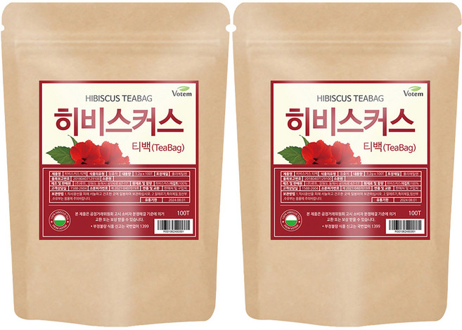 VOTEM 히비스커스 삼각 티백차, 1.2g, 100개입, 2개