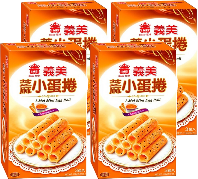義美 小蛋捲 芝麻, 114g, 4盒