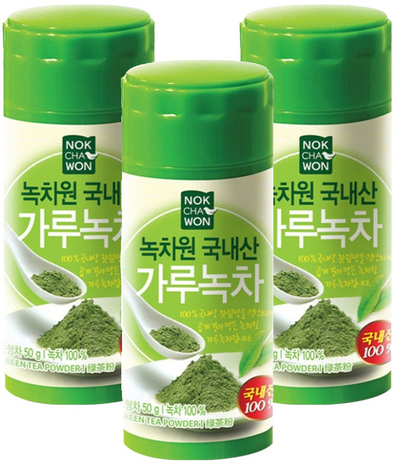 녹차원 국내산 가루녹차, 50g, 3개