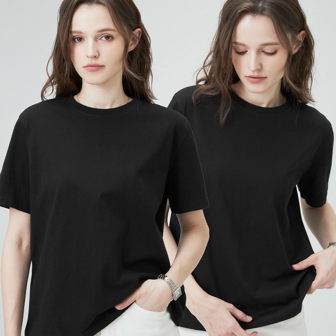 ELLEPARIS 여성용 통기성 30수 순면 베이직 반팔 티셔츠 2p