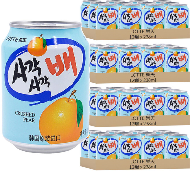 LOTTE 樂天 水梨汁禮盒, 48罐, 238ml