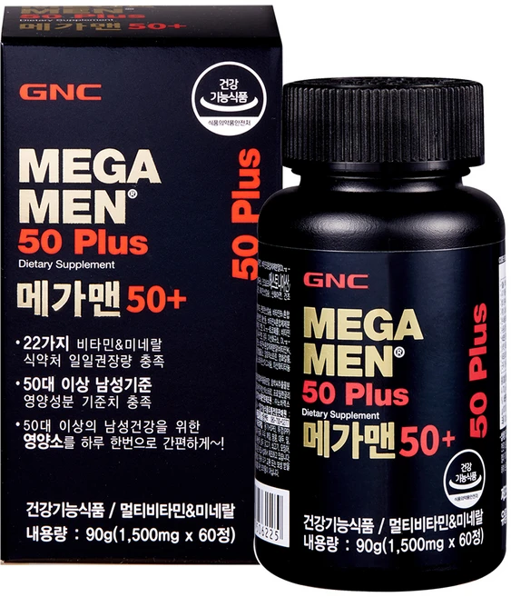 GNC 메가맨 50 플러스 멀티비타민, 60정, 1개 - 쿠팡