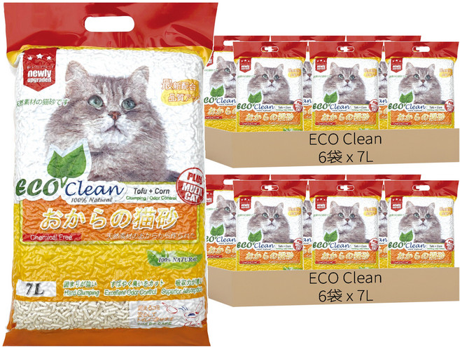 ECO Clean 豆腐貓砂, 玉米, 7L, 12袋