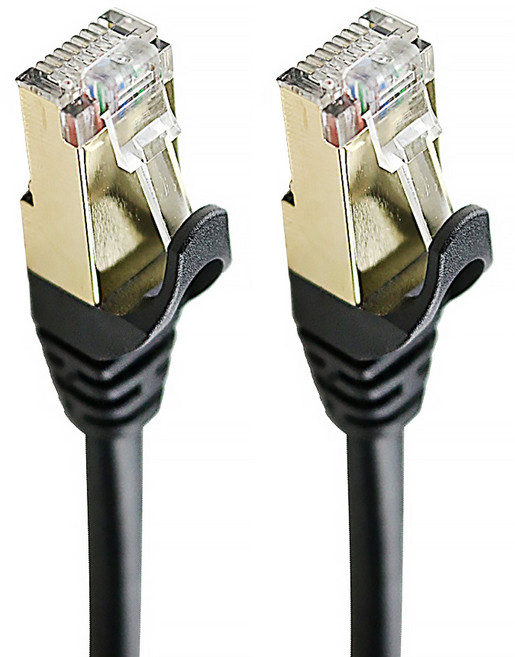 CAT.7 SSTP超高速網路線 600MHz超高傳送頻寬 RJ45鍍金水晶頭, 2m, 黑色, 1條