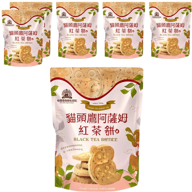 School of Cookie 台灣優格餅乾學院 貓頭鷹造型餅乾 阿薩姆紅茶, 180g, 6袋