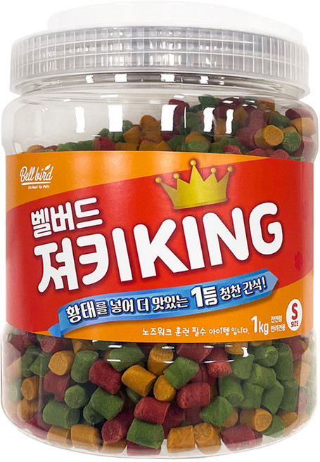 벨버드 강아지 킹 져키 S, 혼합맛(황태/연어/참치/오리/치즈), 1kg, 1개