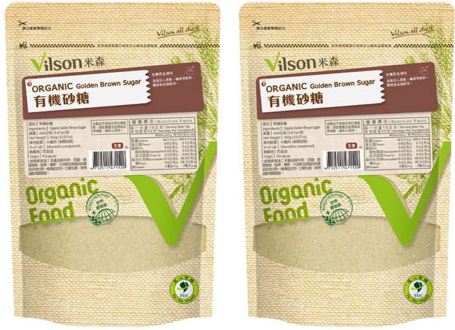 Vilson 米森 有機砂糖, 450g, 2包