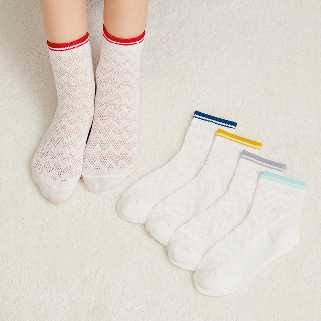 베이스알파에센셜 아동용 시원한 메쉬 라인 양말 5종 세트