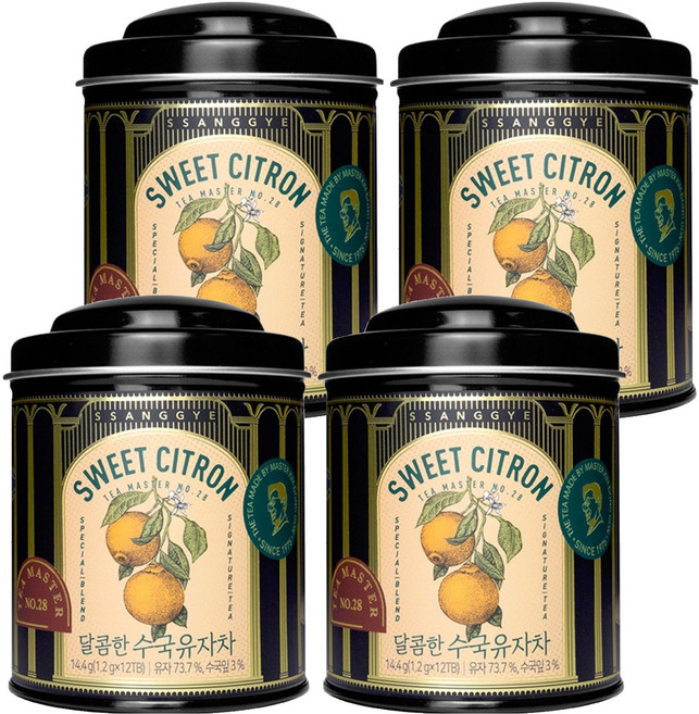 쌍계명차 티 마스터 캔 달콤한 수국유자차, 1.2g, 12개입, 4개
