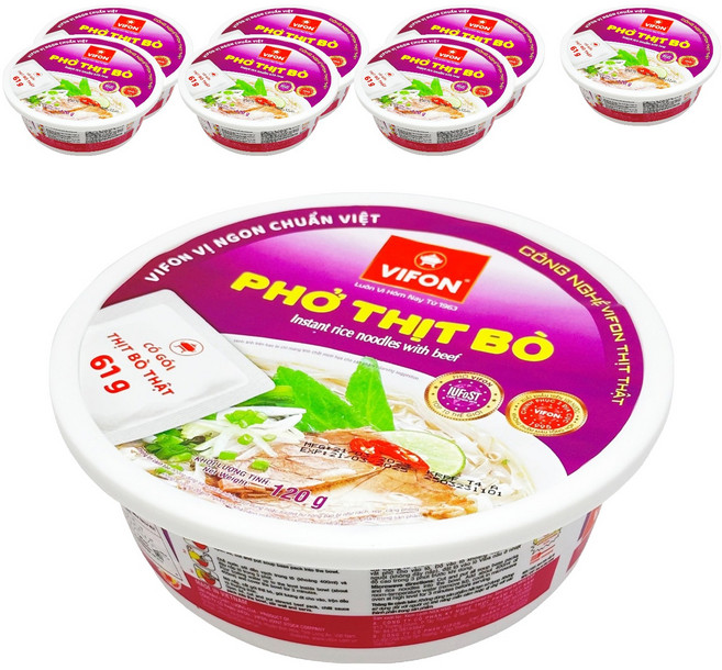 비폰 포보 베트남 쌀국수 컵라면 120g, 8개