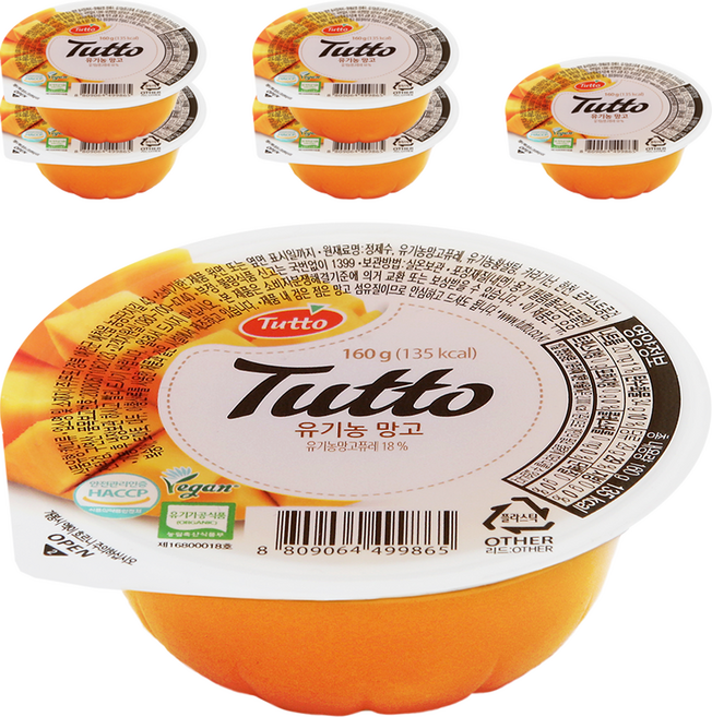 뚜또 유기농 망고 푸딩, 160g, 6개