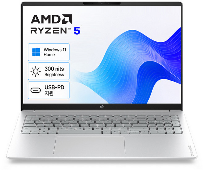 HP 2023 옴니북 3 16 라이젠5 라이젠 40 시리즈, Glacier Silver, 16-by0043AU, 512GB, 16GB, WIN11 Home