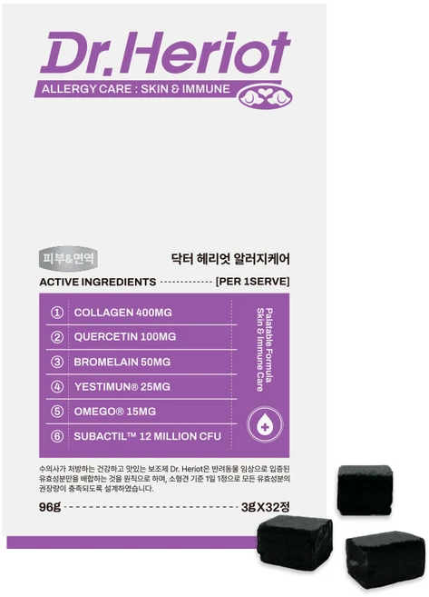 닥터헤리엇 강아지 알러지케어 영양제, 32정, 피부/피모+알러지, 1개 - 쿠팡