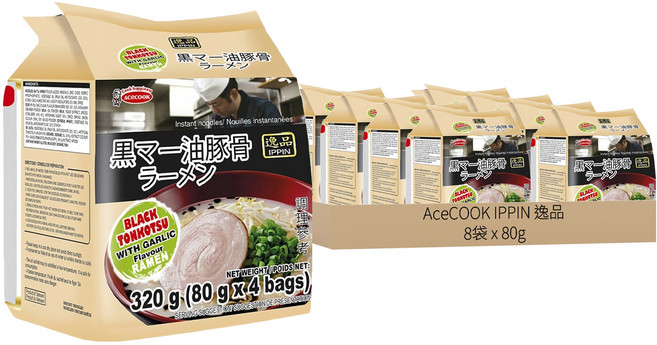 AceCOOK IPPIN 逸品 蒜香豚骨風味麵 80g, 32包