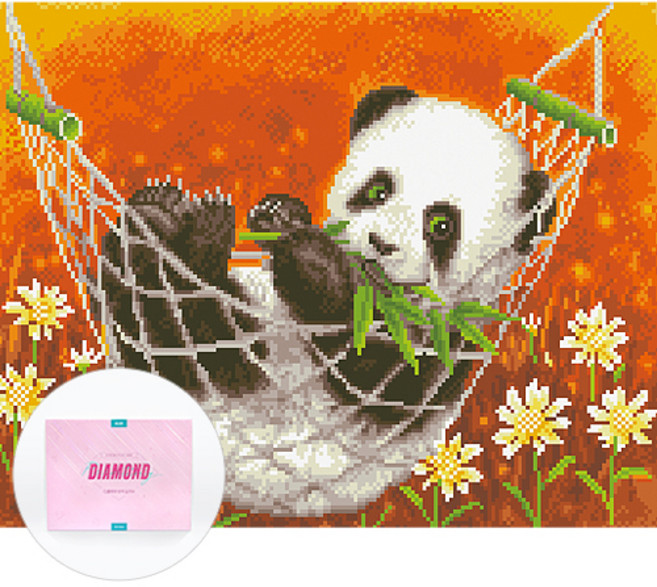 디클레어 액자 캔버스형 보석십자수 DIY 키트 40 x 50 cm, 아기 팬더, 1세트