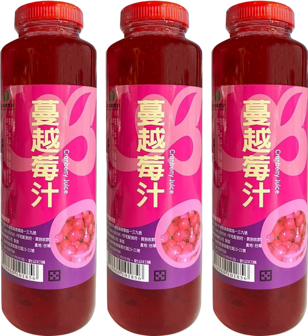 埔里鎮農會 蔓越莓汁, 800g, 3瓶