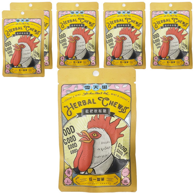 PRESIDENT CANDY 統一製菓 雪天果 軟喉糖 枇杷, 60g, 6包