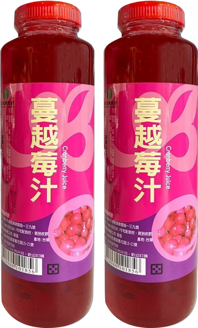 埔里鎮農會 蔓越莓汁, 800g, 2瓶