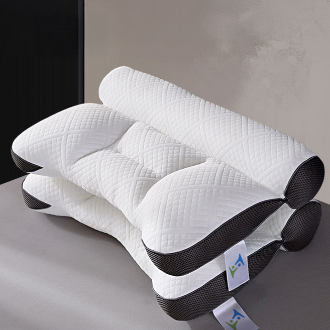 송림라이프 목편한 경추 베개 2p + 베개커버 2p 세트, 블랙, 1개