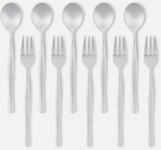 니코트 Satin 티스푼 + 티포크 세트, 1세트, 티스푼(5P) + 티포크(5P)