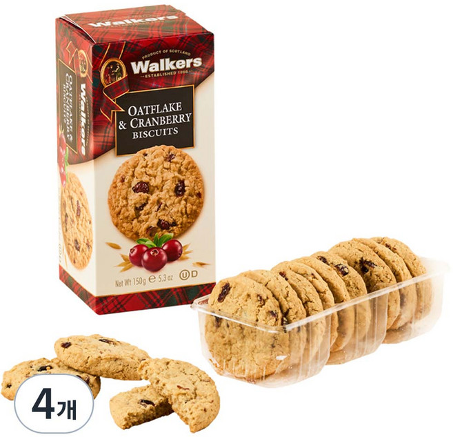 워커스쇼트브레드 워커스 오트 앤 크랜베리 비스킷, 150g, 4개