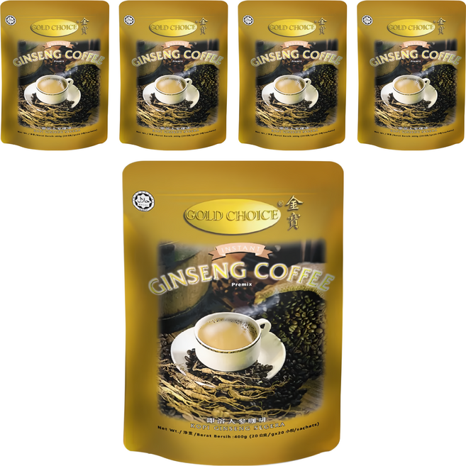 Gold Choice 金寶咖啡 即溶人蔘咖啡 無脂奶粉, 20g, 20入, 5袋
