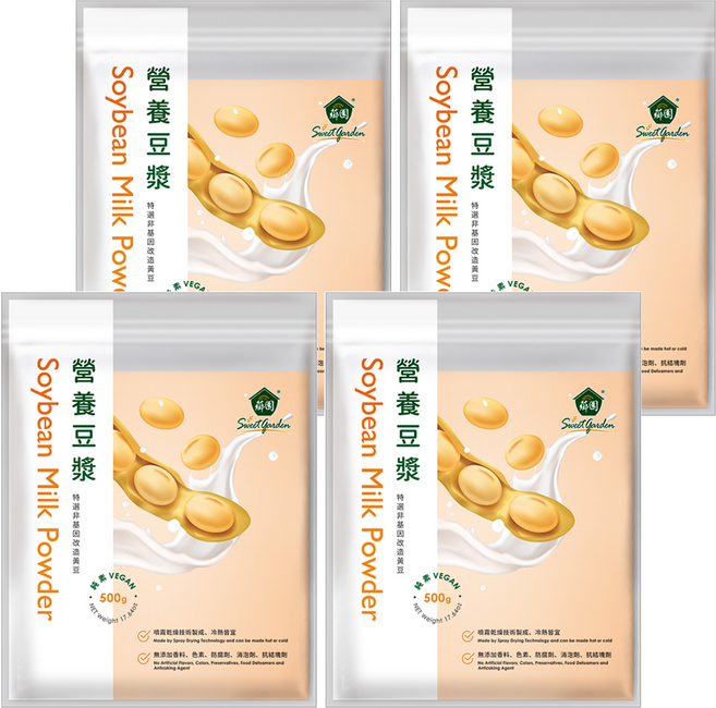 薌園 營養豆漿熟粉 純素 即食 冷熱皆宜 非基因改造黃豆, 500g, 4包