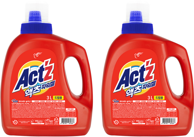 액츠 파워젤 드럼용 액상세제 본품, 3L, 2개