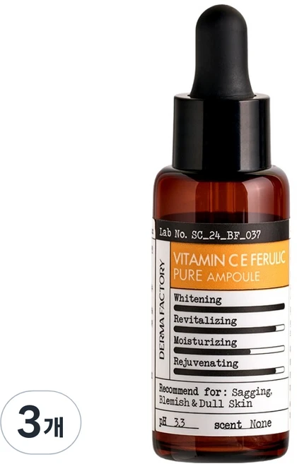 더마팩토리 퓨어 비타민 C E 페룰릭 앰플, 22ml, 3개 - 쿠팡