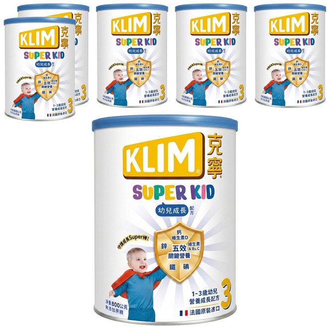 KLIM 克寧 Super Kid 幼兒營養成長配方奶粉 3號, 800g, 6罐
