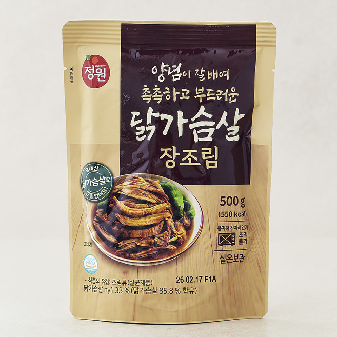 정원 양념이 잘배여 촉촉하고 부드러운 닭가슴살 장조림, 1개, 500g