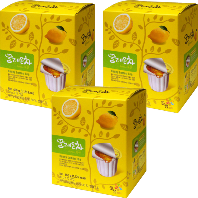 꽃샘식품 꽃샘 꿀레몬차포션, 30g, 15개입, 3개