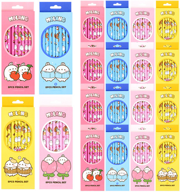 몰랑 8본 연필 5p x 4종 세트, 혼합색상, 1세트
