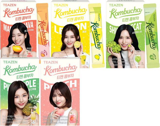 티젠 콤부차 샤인머스캣 5g x 10p + 망고구아바 5g x 10p + 파인애플 5g x 10p + 피치 5g x 10p + 레몬 5g x 10p, 1세트, 10개입