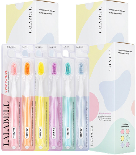 라라벨 실리콘 칫솔 세트, 6개입, 3개