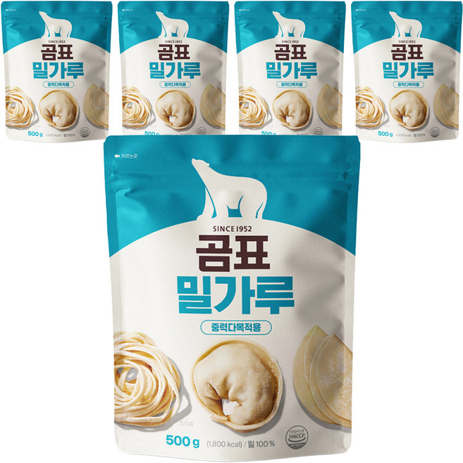 곰표 밀가루 중력 다목적용, 500g, 5개
