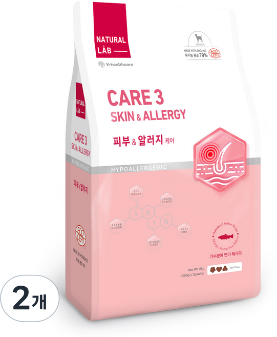 네츄럴랩 강아지 케어 유기농 기능성 사료, 피부/피모+알러지, 6kg, 2개