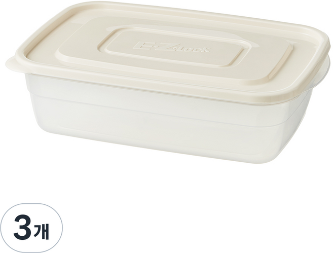 LocknLock 樂扣樂扣 P&Q Easy Container 密封容器 象牙白, 2.7L, 3個