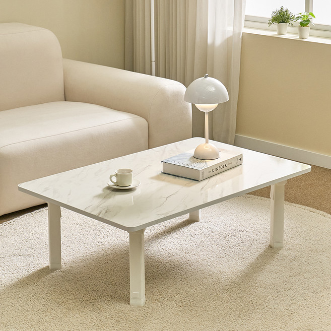 아이캔컴퍼니 국내생산 E0 LPM 4단 높이조절 베이직 접이식 테이블, 마블