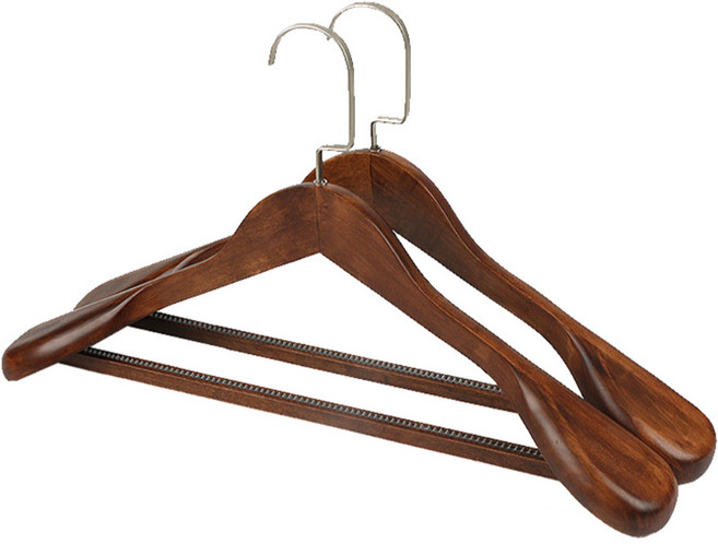 포테가르 고급 우드 미끄럼방지 사각막대 옷걸이, 월넛, 2개