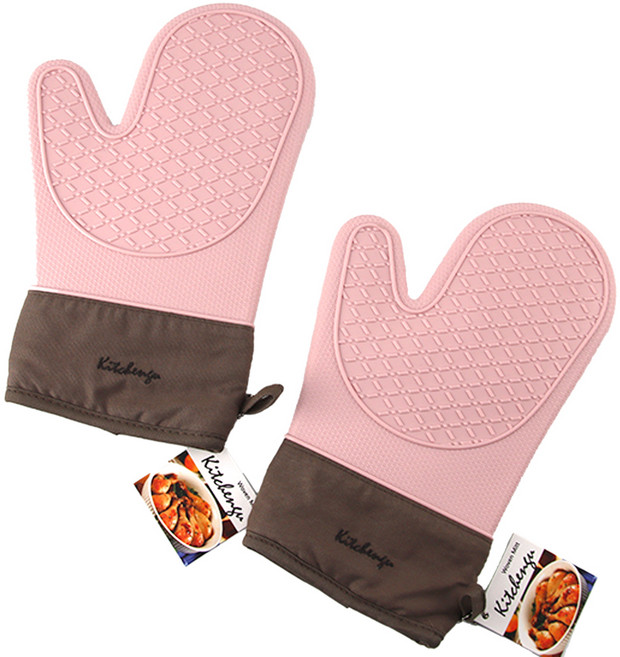 키친구 실리콘 주방 오븐장갑, 핑크, 2개