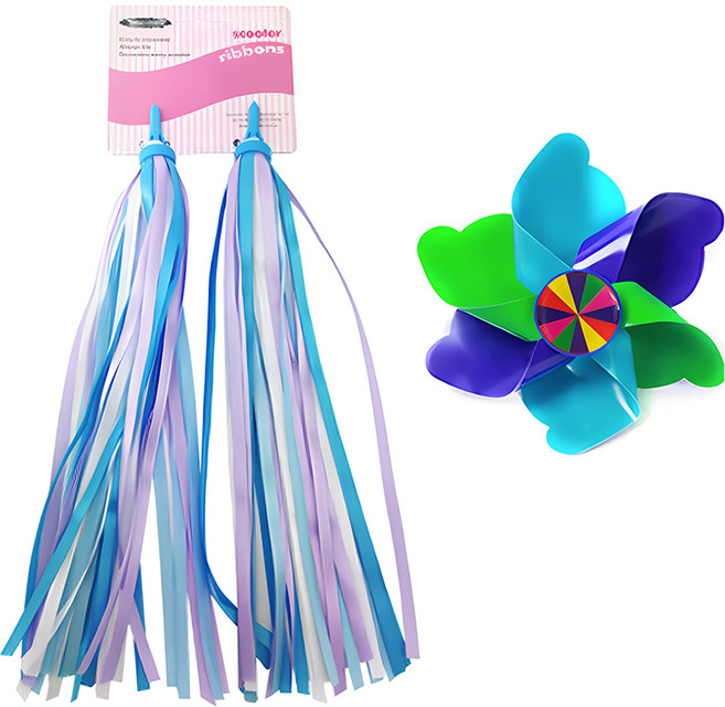 마크마크 아동 킥보드 바람개비 스트리머 리본 악세서리 세트 소품, Blue, 1세트