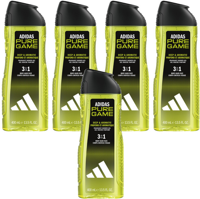 adidas 愛迪達 男性三合一潔顏洗髮沐浴露 超越挑戰, 400ml, 5瓶