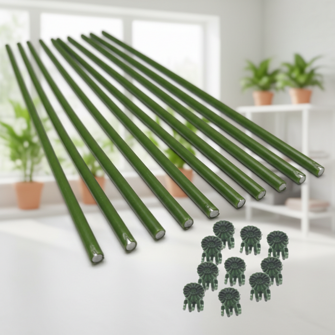 조인메이드 식물지지대 화훼 원예 철사 30cm 10p + 고정 클립 브라켓 10p, 1세트