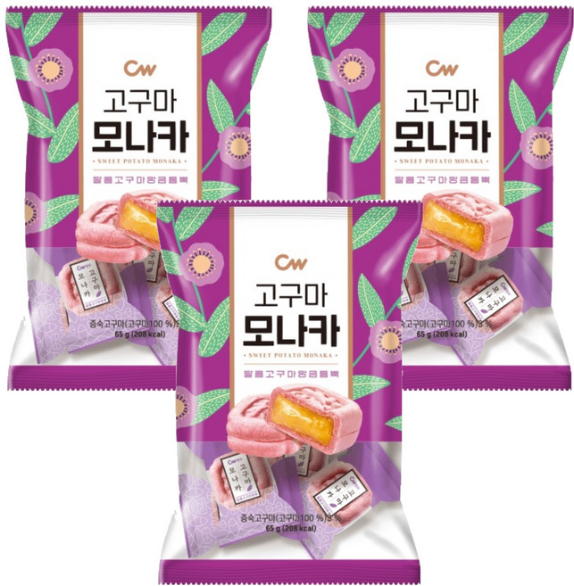 청우식품 고구마 모나카 5p, 65g, 3개
