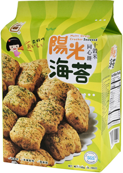 一口田 十榖米同心餅 陽光海苔, 150g, 1袋