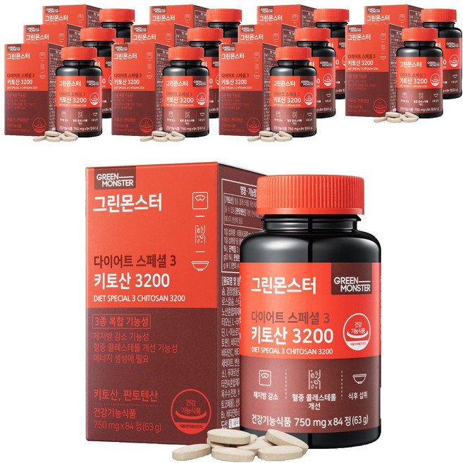 그린몬스터 다이어트 스페셜 3 키토산 3200, 84정, 12개